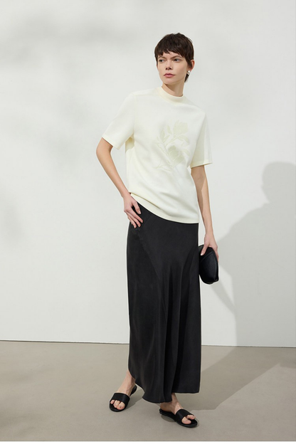 Minimal Flock Print T-shirt B4749