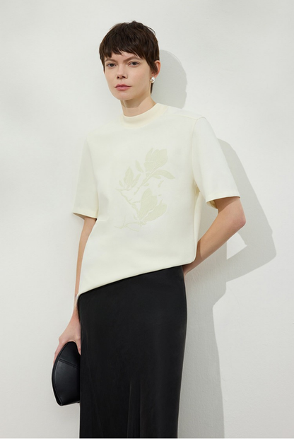 Minimal Flock Print T-shirt B4749