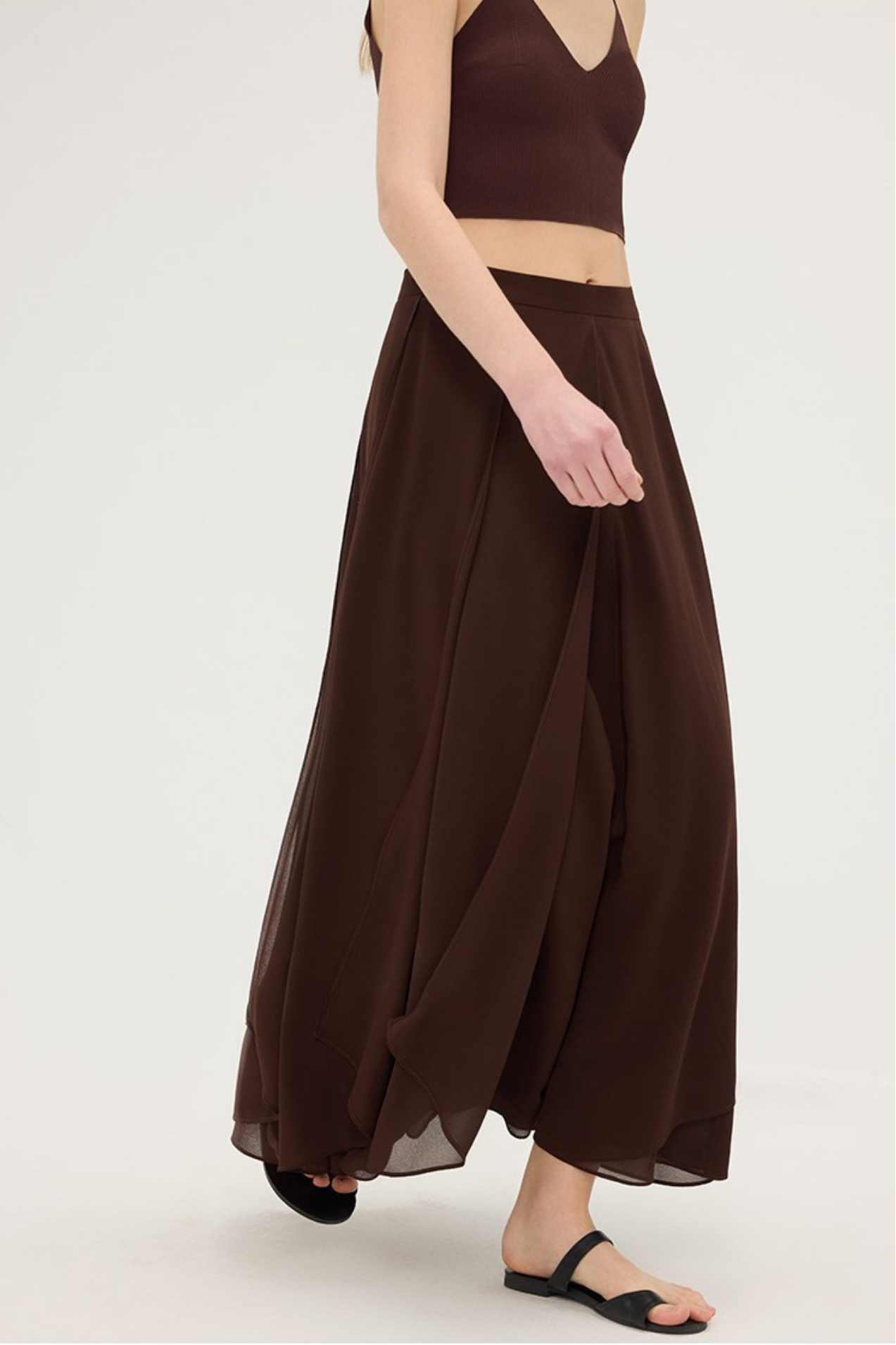 Chiffon Asymmetrical Midi Skirt B4750
