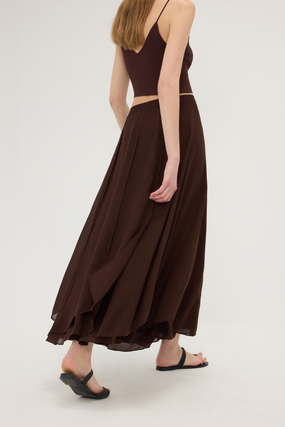 Chiffon Asymmetrical Midi Skirt B4750