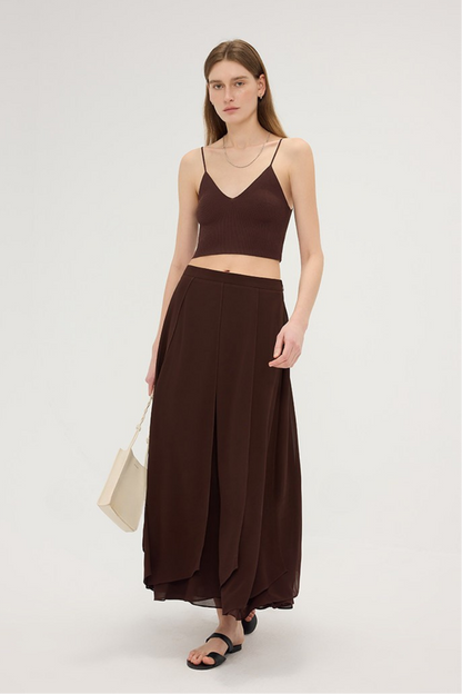 Chiffon Asymmetrical Midi Skirt B4750