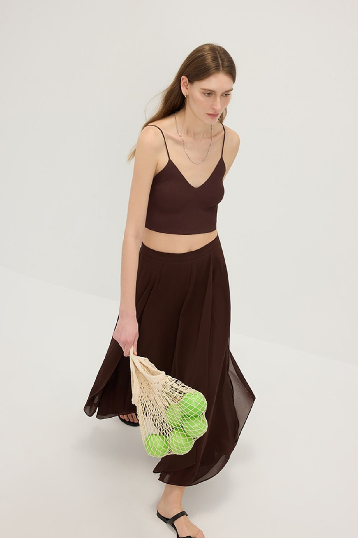 Chiffon Asymmetrical Midi Skirt B4750