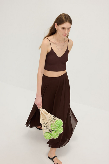 Chiffon Asymmetrical Midi Skirt B4750