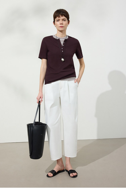 ミニマルテーパードスリムフィットクロップドパンツ　B4748