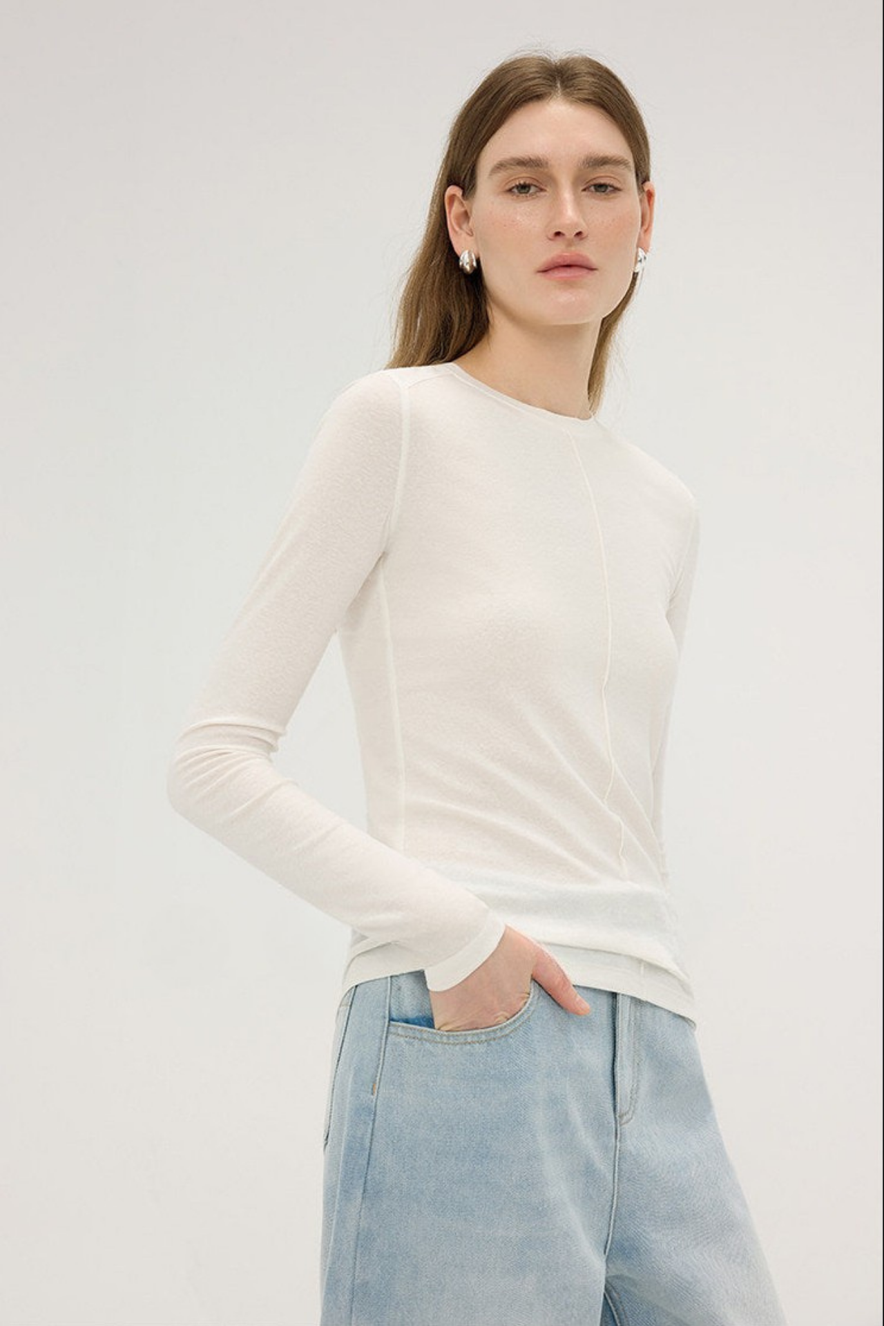 Linen Blend Minimal Slim Fit T-Shirt B4751