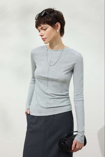Linen Blend Minimal Slim Fit T-Shirt B4751