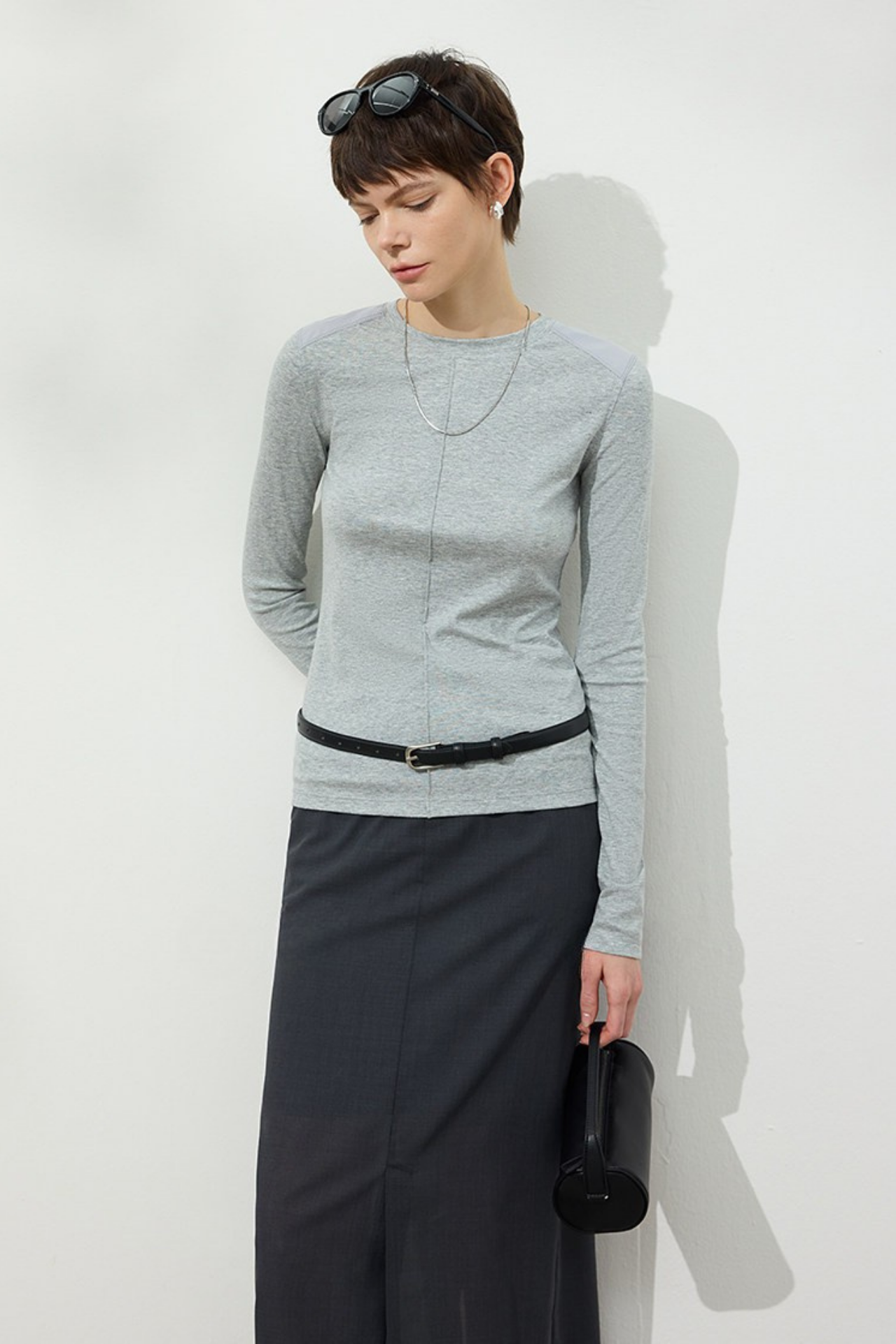 Linen Blend Minimal Slim Fit T-Shirt B4751