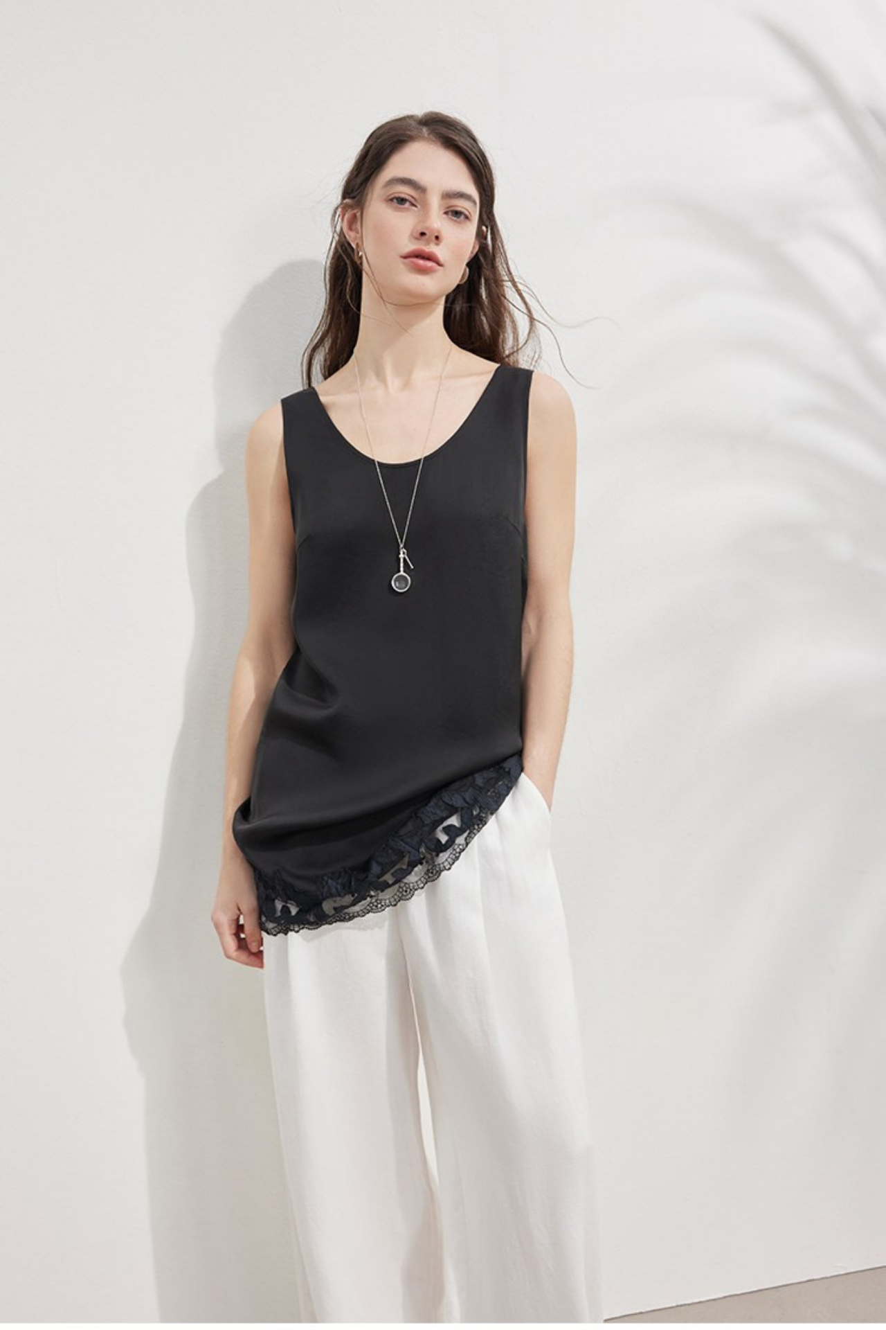 Acetate U-Neck Tank Top B4753
