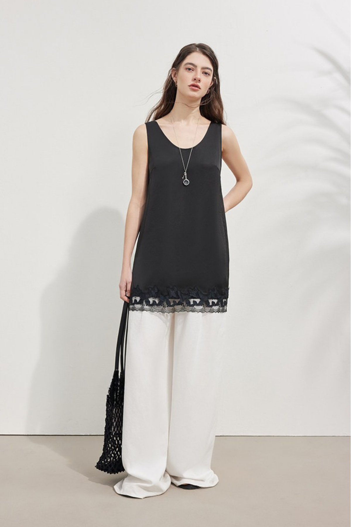 Acetate U-Neck Tank Top B4753