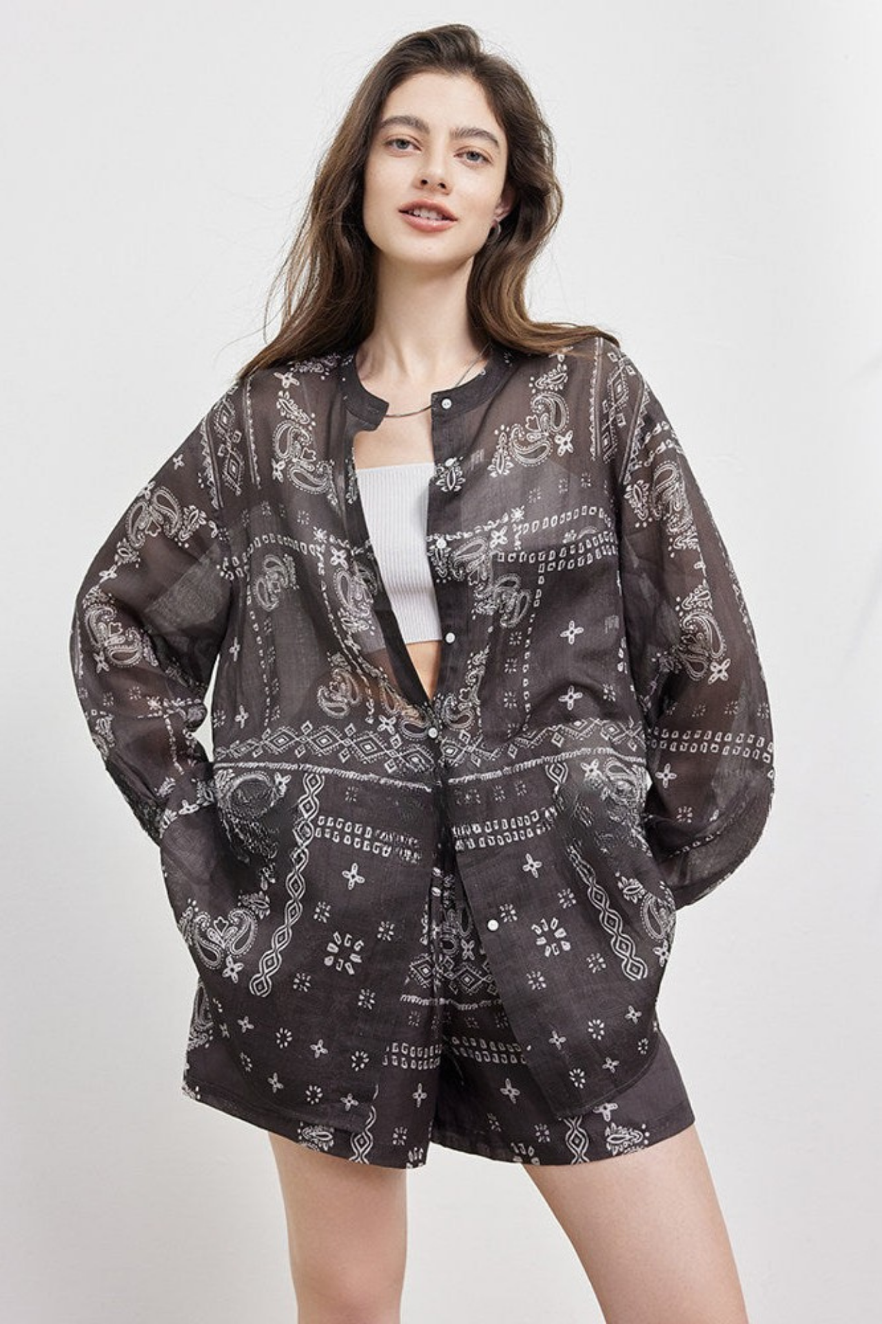 Paisley Ramie Resort Shirt & Shorts B4816