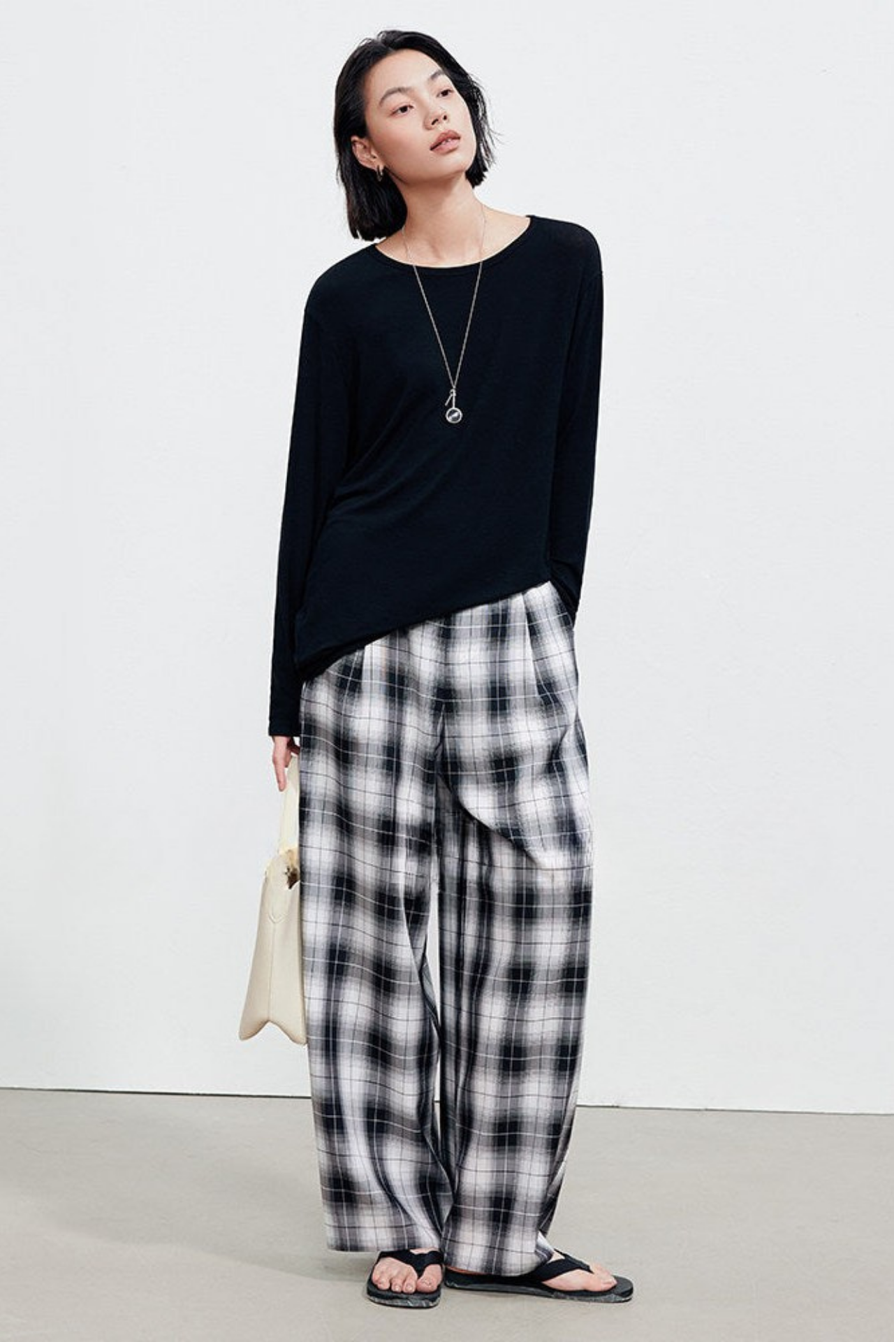 Lyocell Blend Drop Shoulder Long Sleeve T-Shirt B4898