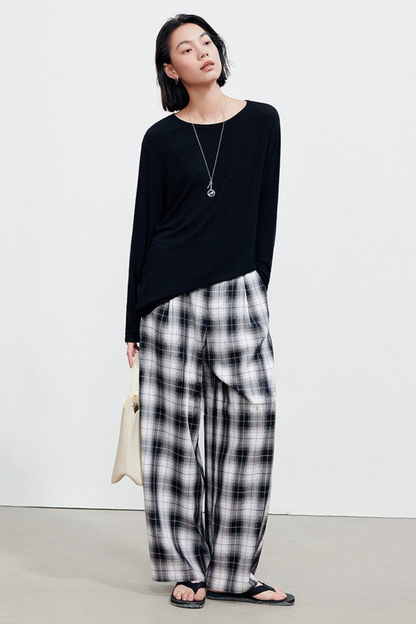 Lyocell Blend Drop Shoulder Long Sleeve T-Shirt B4898