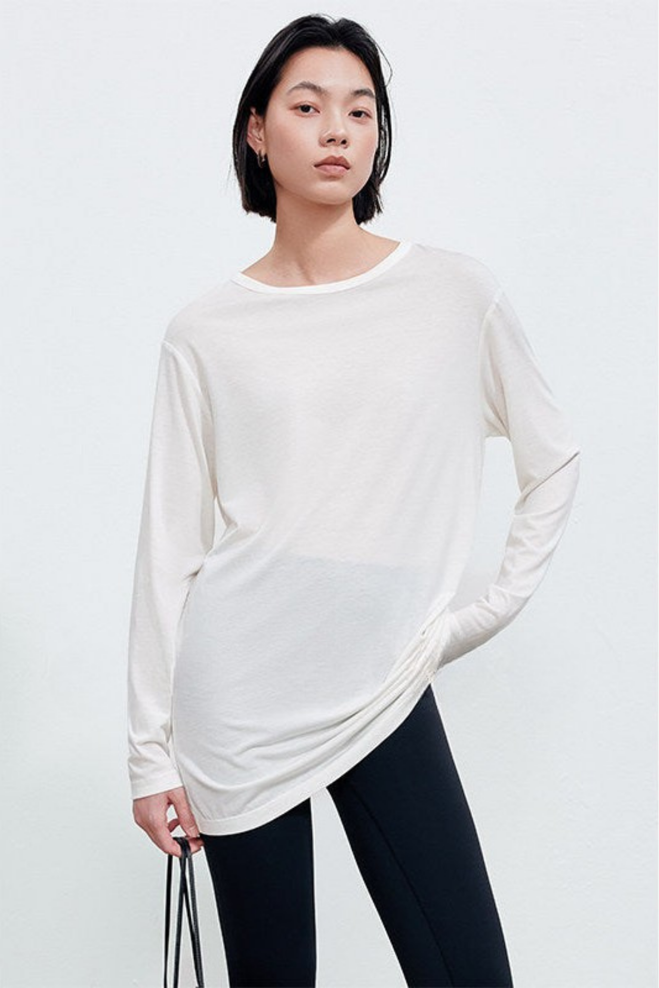 Lyocell Blend Drop Shoulder Long Sleeve T-Shirt B4898