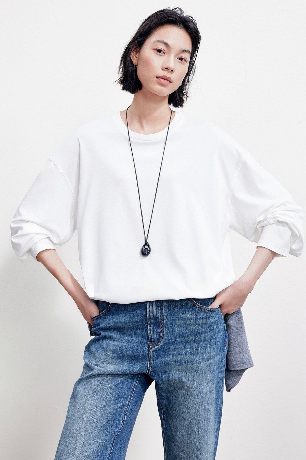 ドローコード2WAYシルエット長袖Tシャツ　B4987