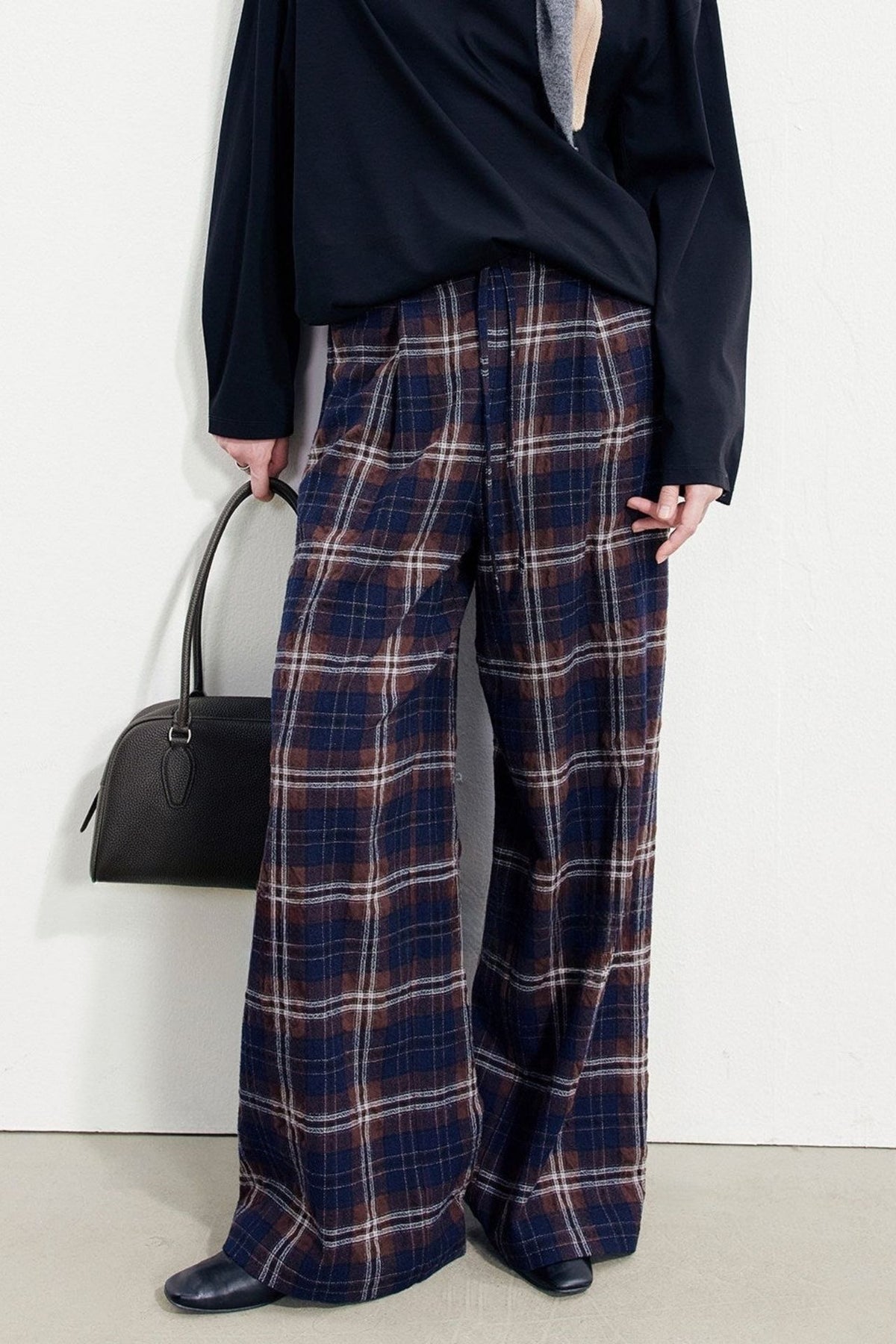 レトロチェックウール混パンツ・スカート　B5042