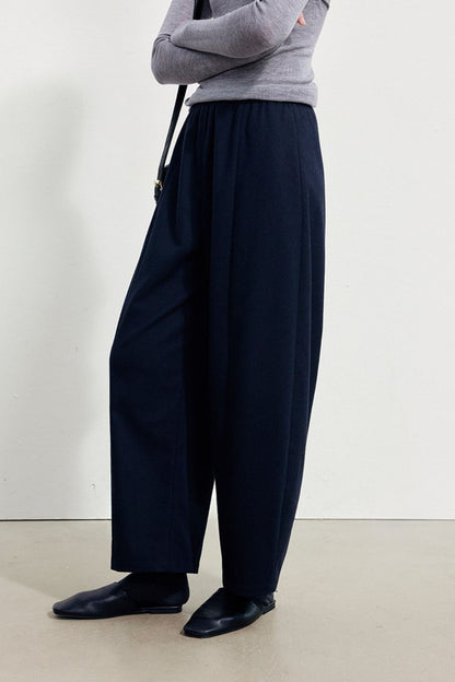 ウール混クロップドハーレムパンツ　B5048