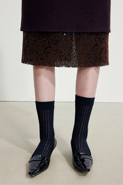Wool Blend Sequined Embroidered Midi Skirt B5050