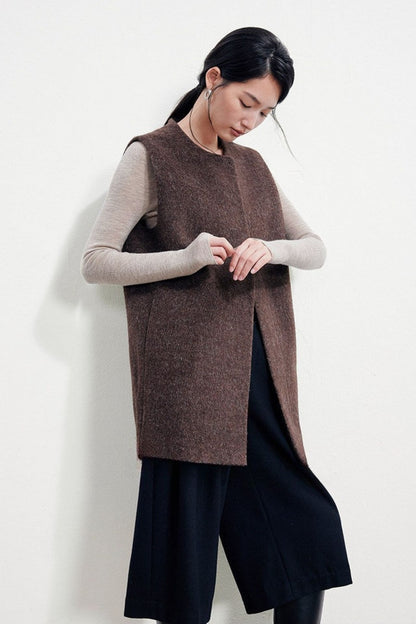 Wool-Blend Fleece-Style Minimalist Simple Vest B5051