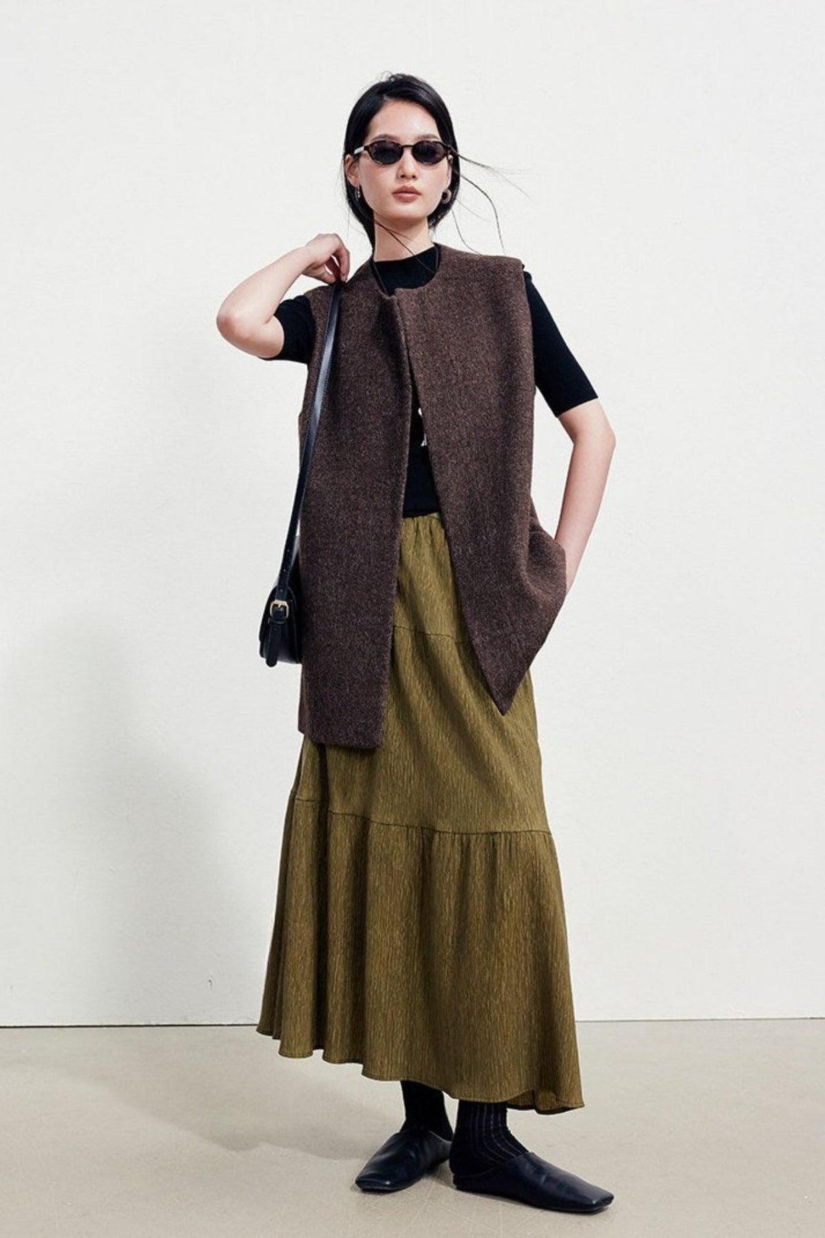 Wool-Blend Fleece-Style Minimalist Simple Vest B5051