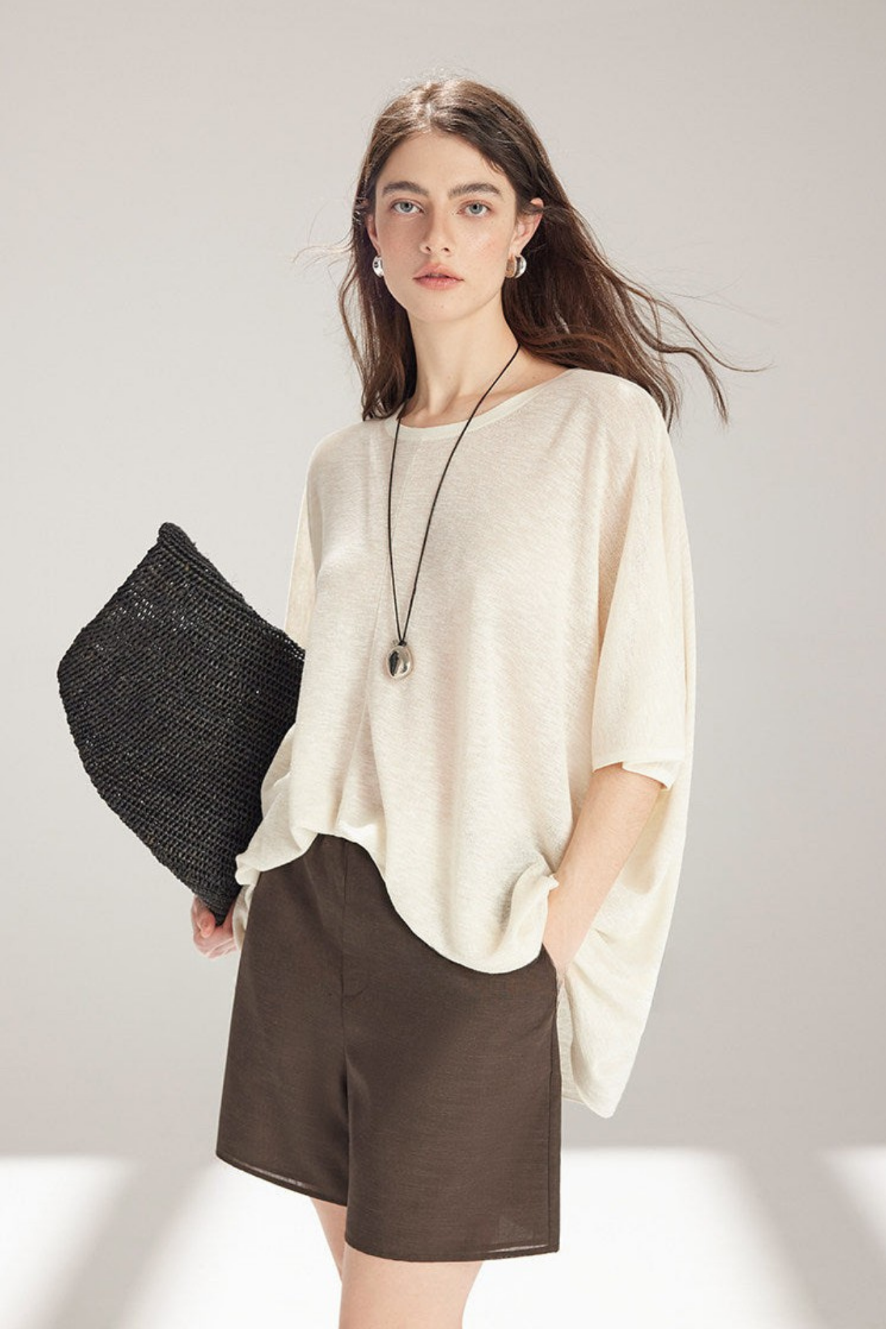 テンセルリネンニットトップス　B4741