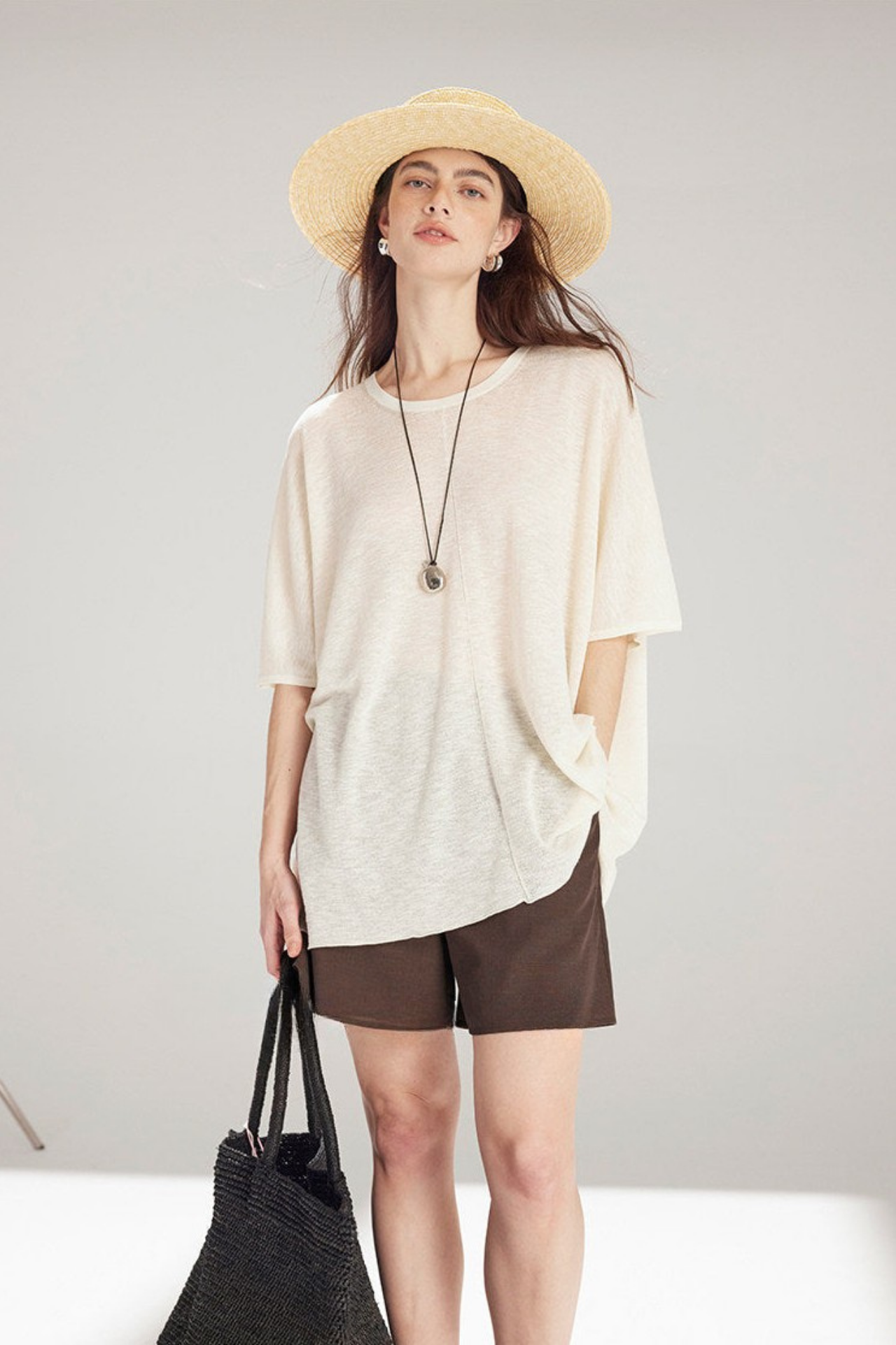 テンセルリネンニットトップス　B4741