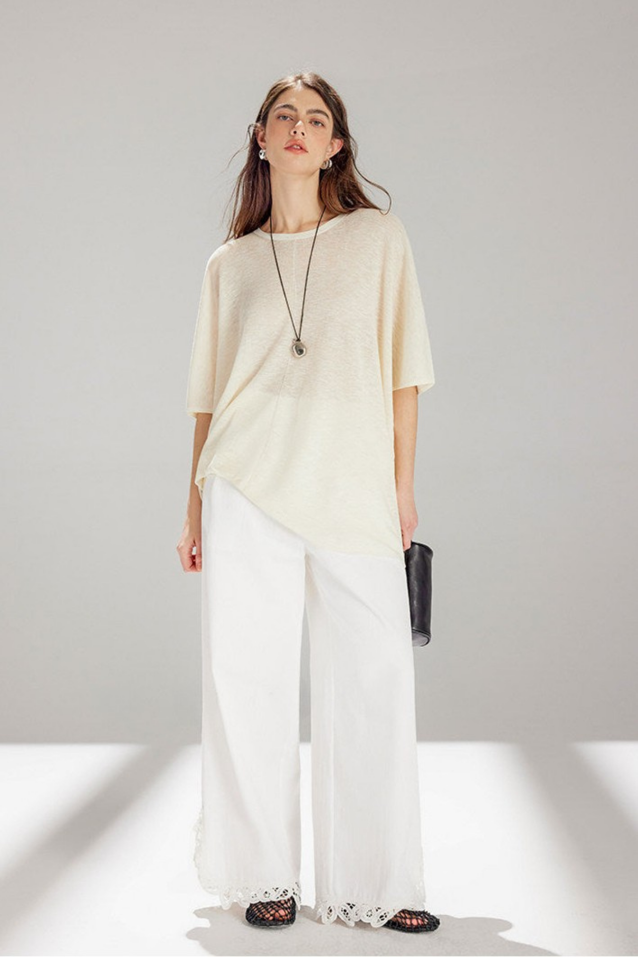 テンセルリネンニットトップス　B4741