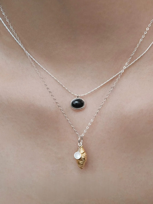 S925 black onyx necklace B2150