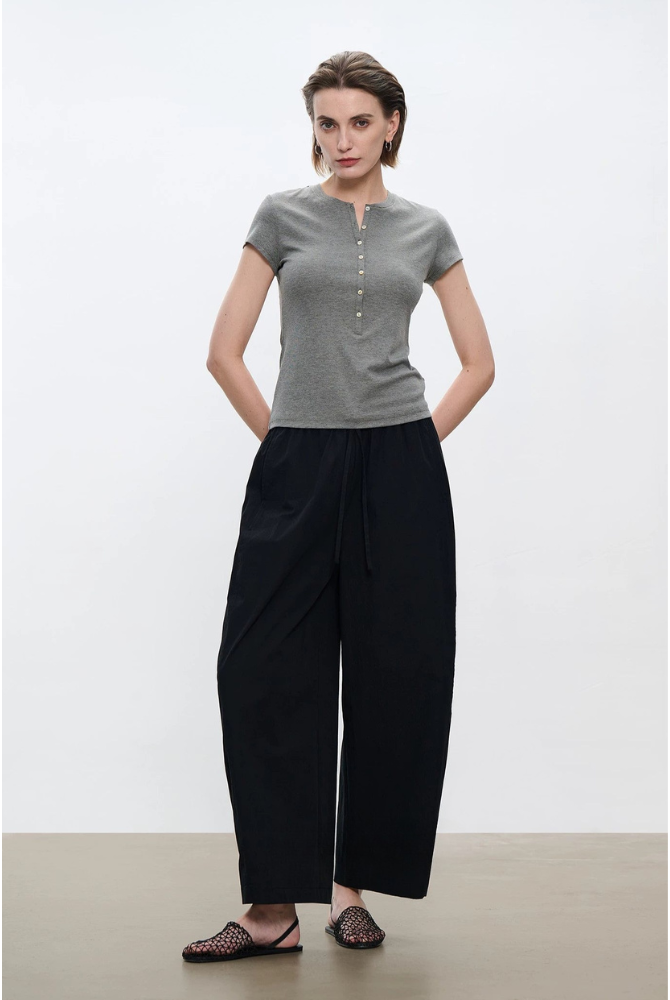 優質棉質多褶皺七分燈籠褲 B4178