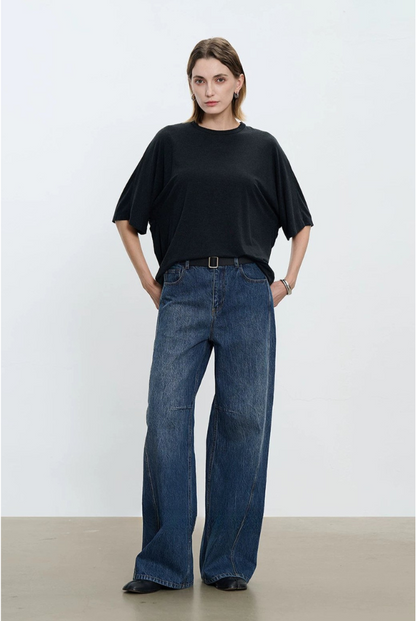 Summer Tencel wool 5/8 sleeve loose T-shirt B4179