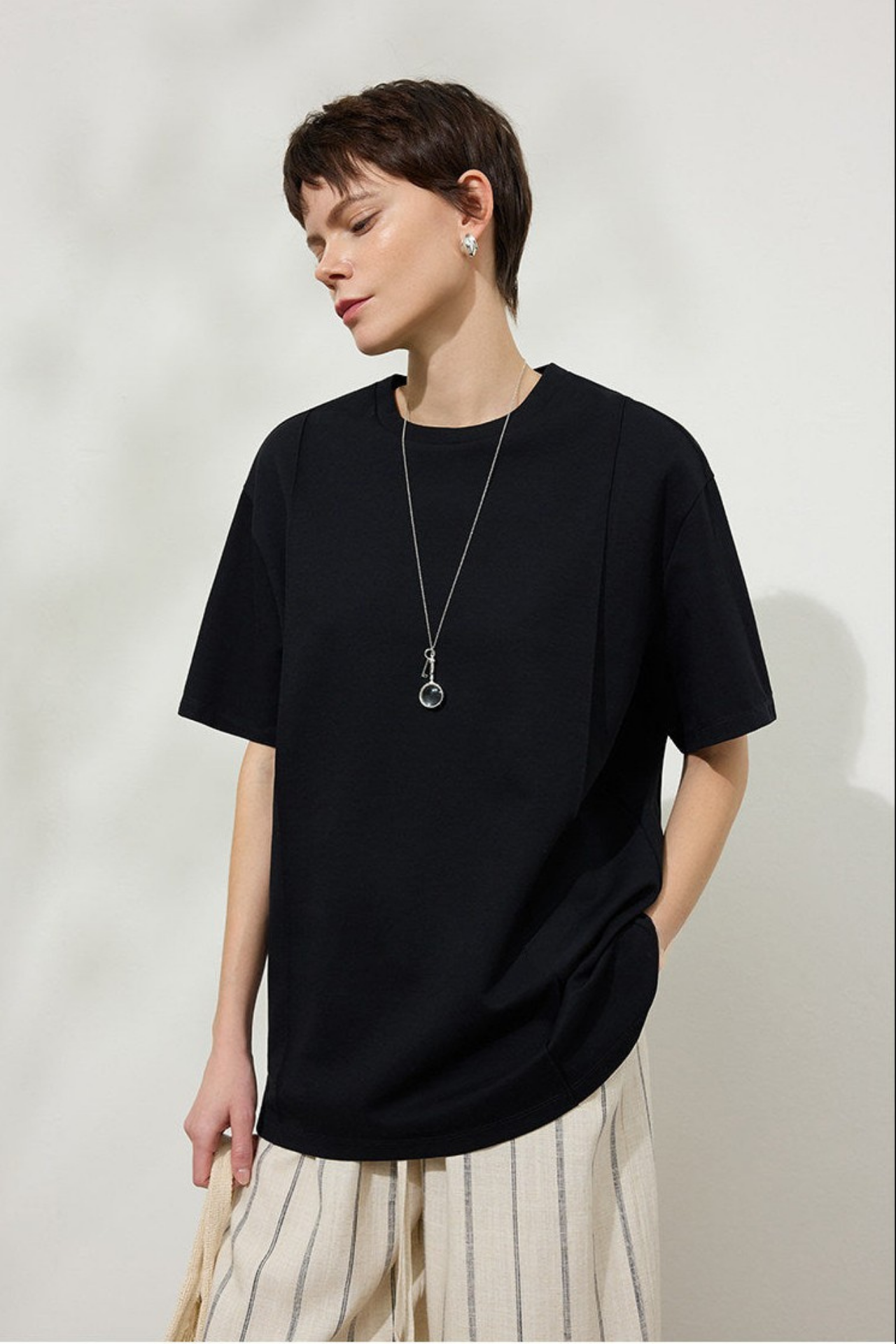 Minimal Loose Drop Shoulder T-Shirt B4743