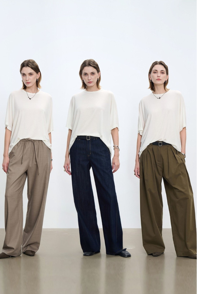 Summer Tencel wool 5/8 sleeve loose T-shirt B4179