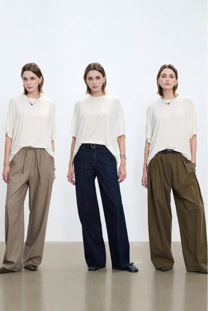 Summer Tencel wool 5/8 sleeve loose T-shirt B4179