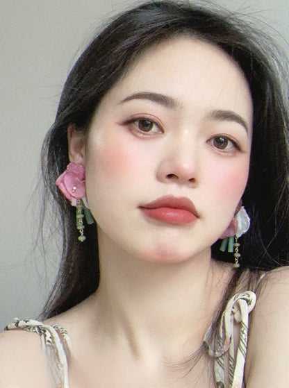 Rose Green Jade Earrings B1825