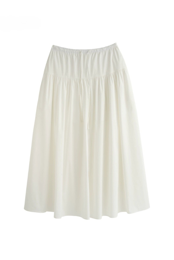 プレミアムコットンドローストリングティアードスカート　B4180