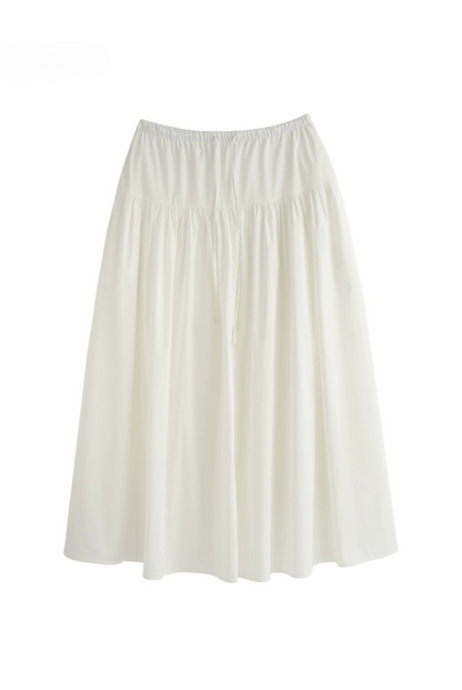 プレミアムコットンドローストリングティアードスカート　B4180