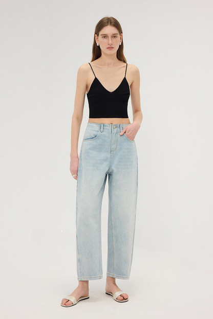 ストレッチデニムストレートクロップドパンツ　B4744