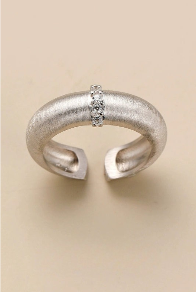 S925 緞面拉絲索引開口戒指 B4186