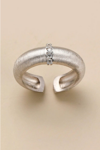 S925 緞面拉絲索引開口戒指 B4186