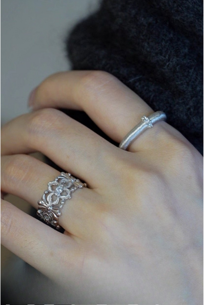 S925 緞面拉絲索引開口戒指 B4186