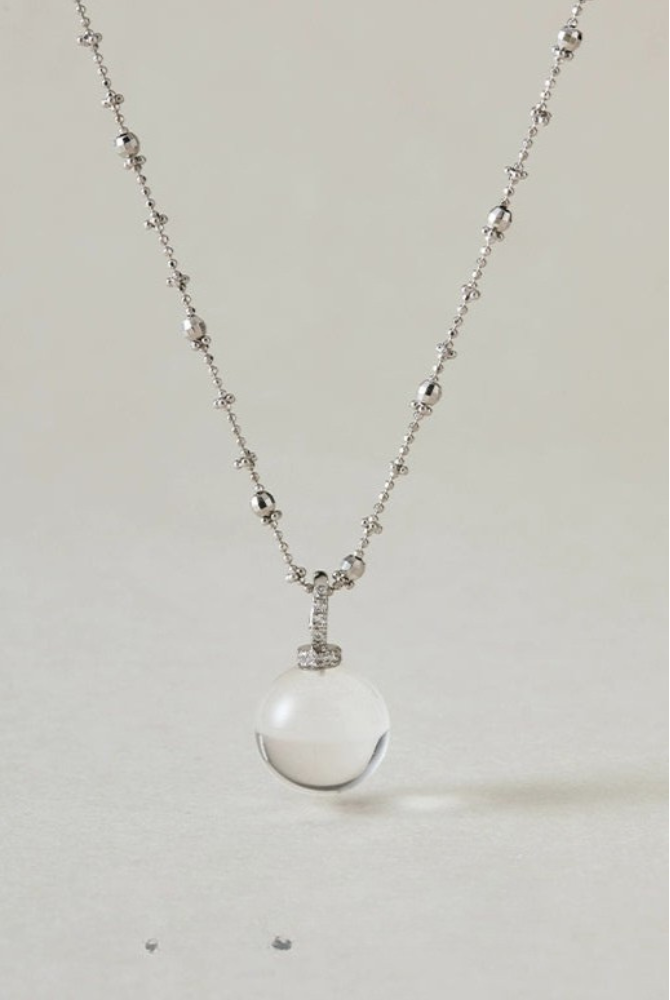 S925白水晶吊墜項鍊 B4188