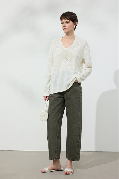 ストレッチデニムストレートクロップドパンツ　B4744