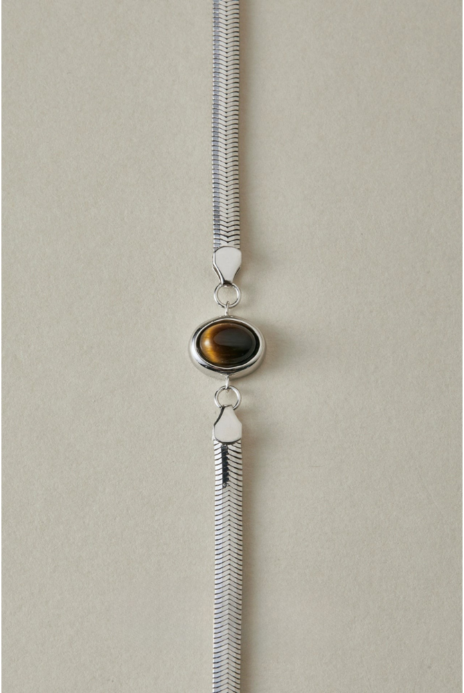 S925虎眼石蛇骨鏈手鍊 B4189