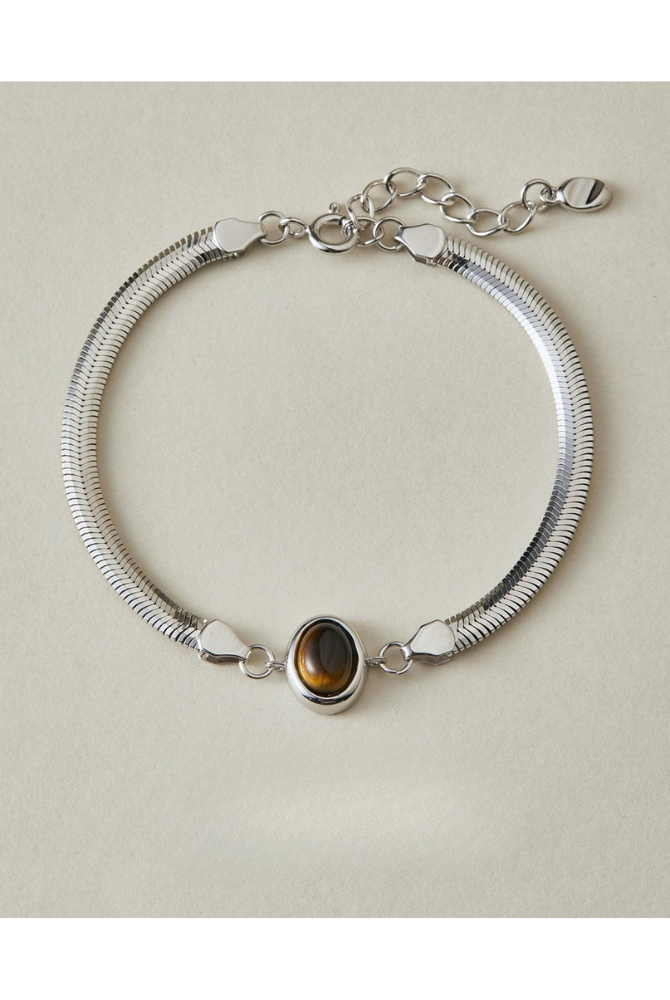 S925虎眼石蛇骨鏈手鍊 B4189