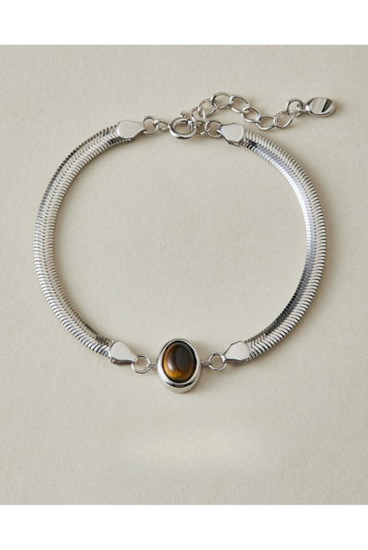 S925虎眼石蛇骨鏈手鍊 B4189