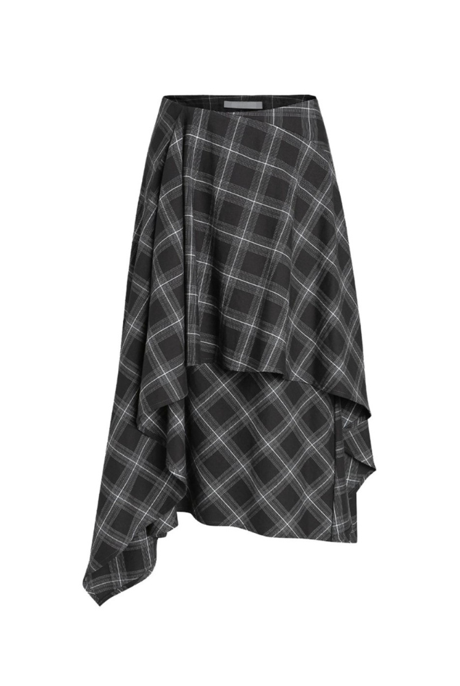 格紋層疊不規則半身裙 B4216