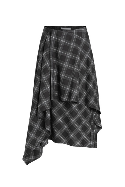 格紋層疊不規則半身裙 B4216