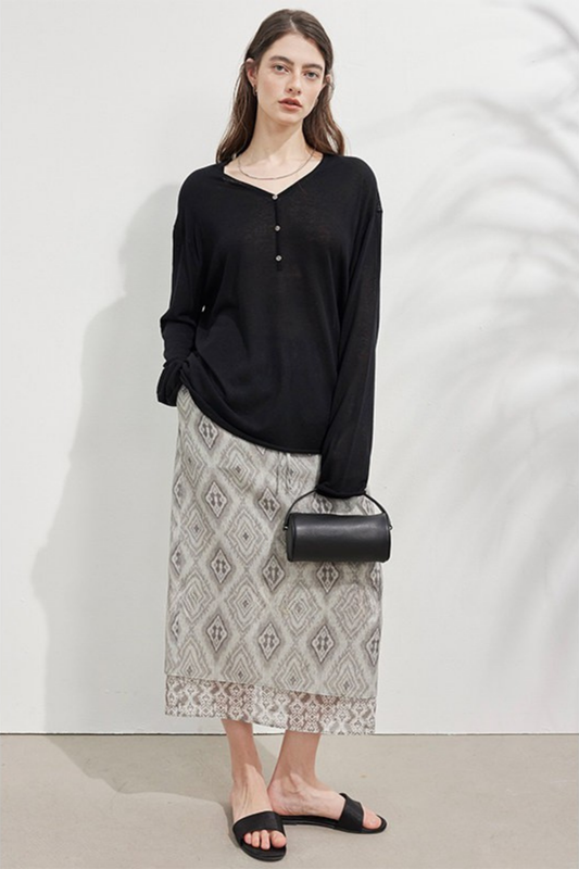 グレープリントレイヤードスカート　B4746