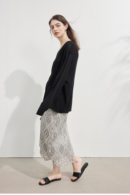 グレープリントレイヤードスカート　B4746