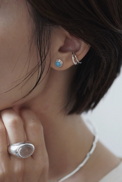 S925ターコイズピアス・レターピアス・イヤーカフ　B4229