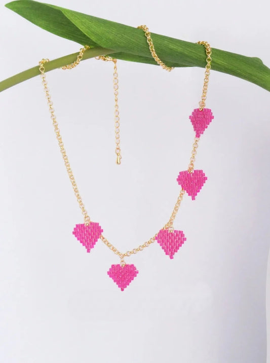 Pink Peach Heart Necklace B2060